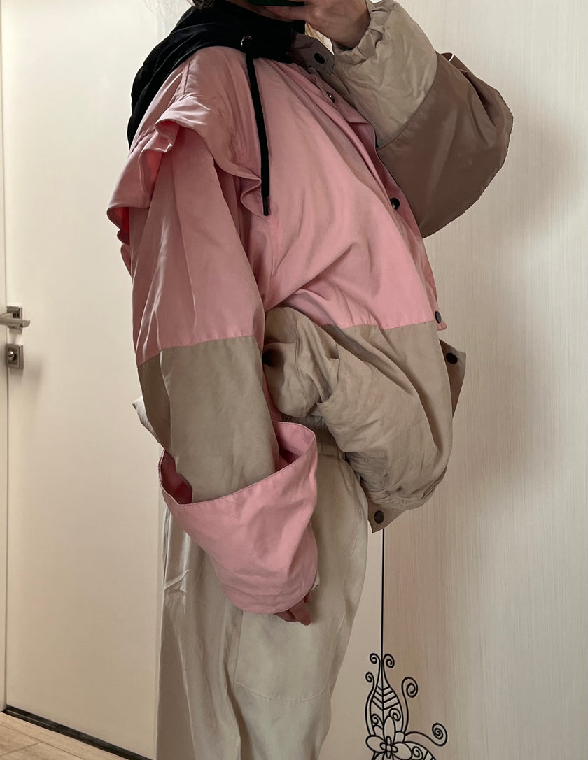 Fırfır kol şişme mont