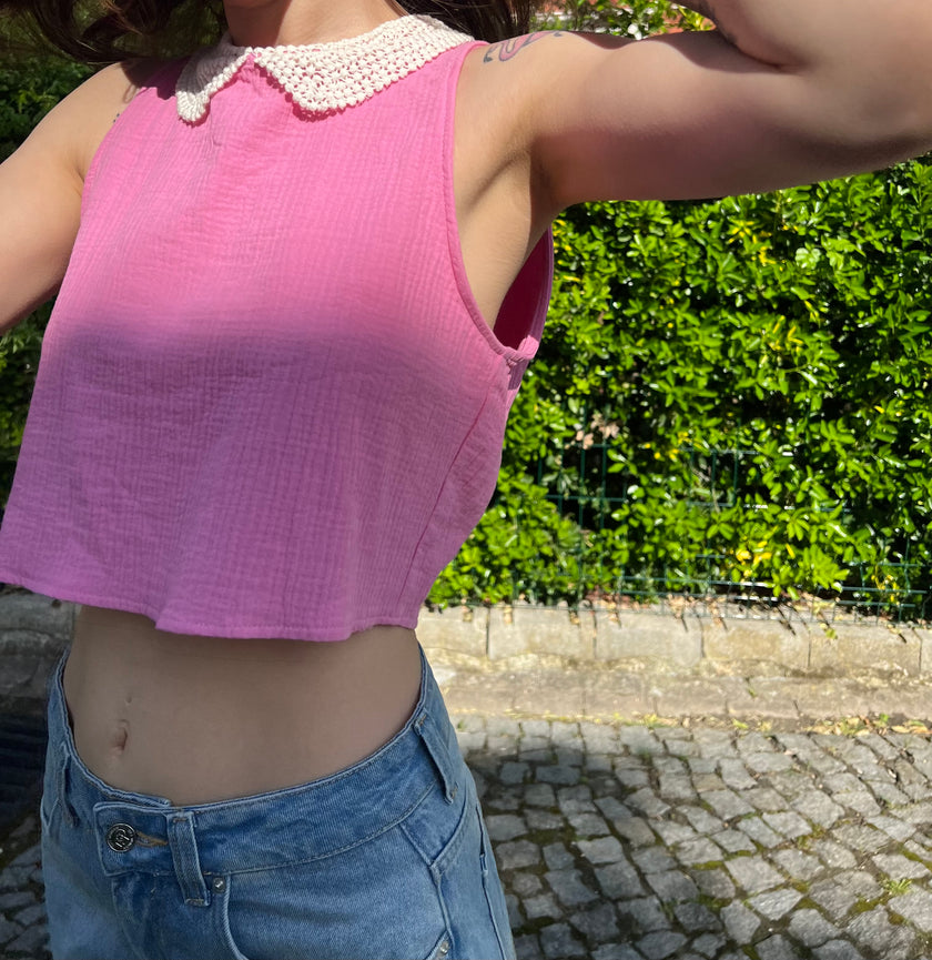 Bebe yaka pink top(♻️)