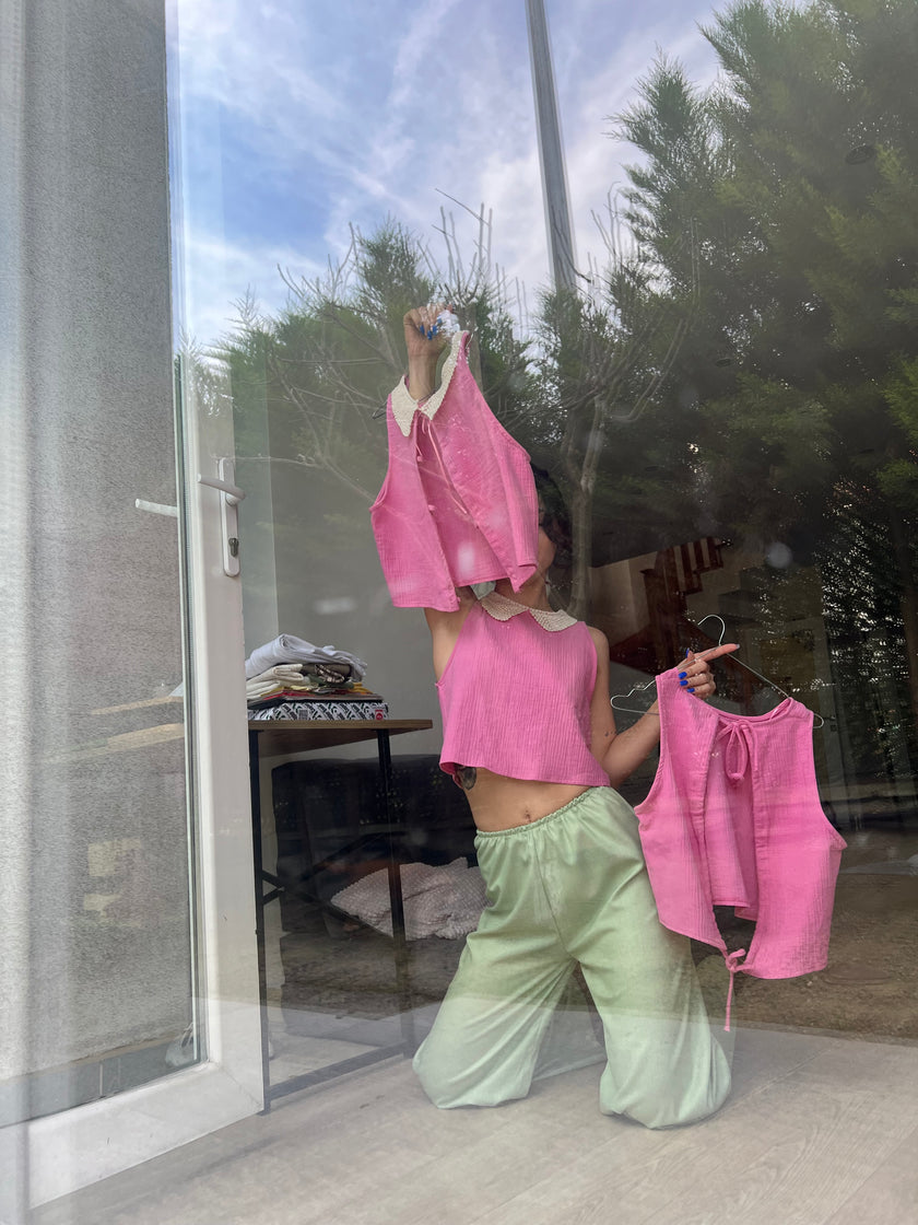 Bebe yaka pink top(♻️)