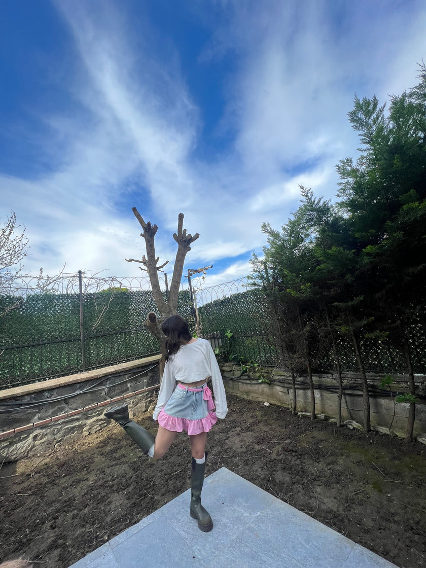 Fırfırlı denim etek (♻️)