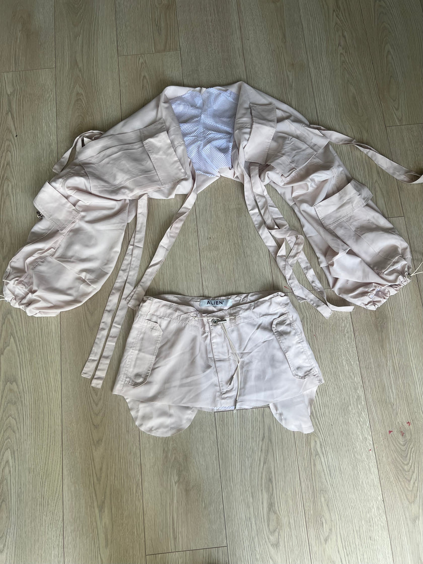 Paraşüt etek/bolero pudra(♻️)