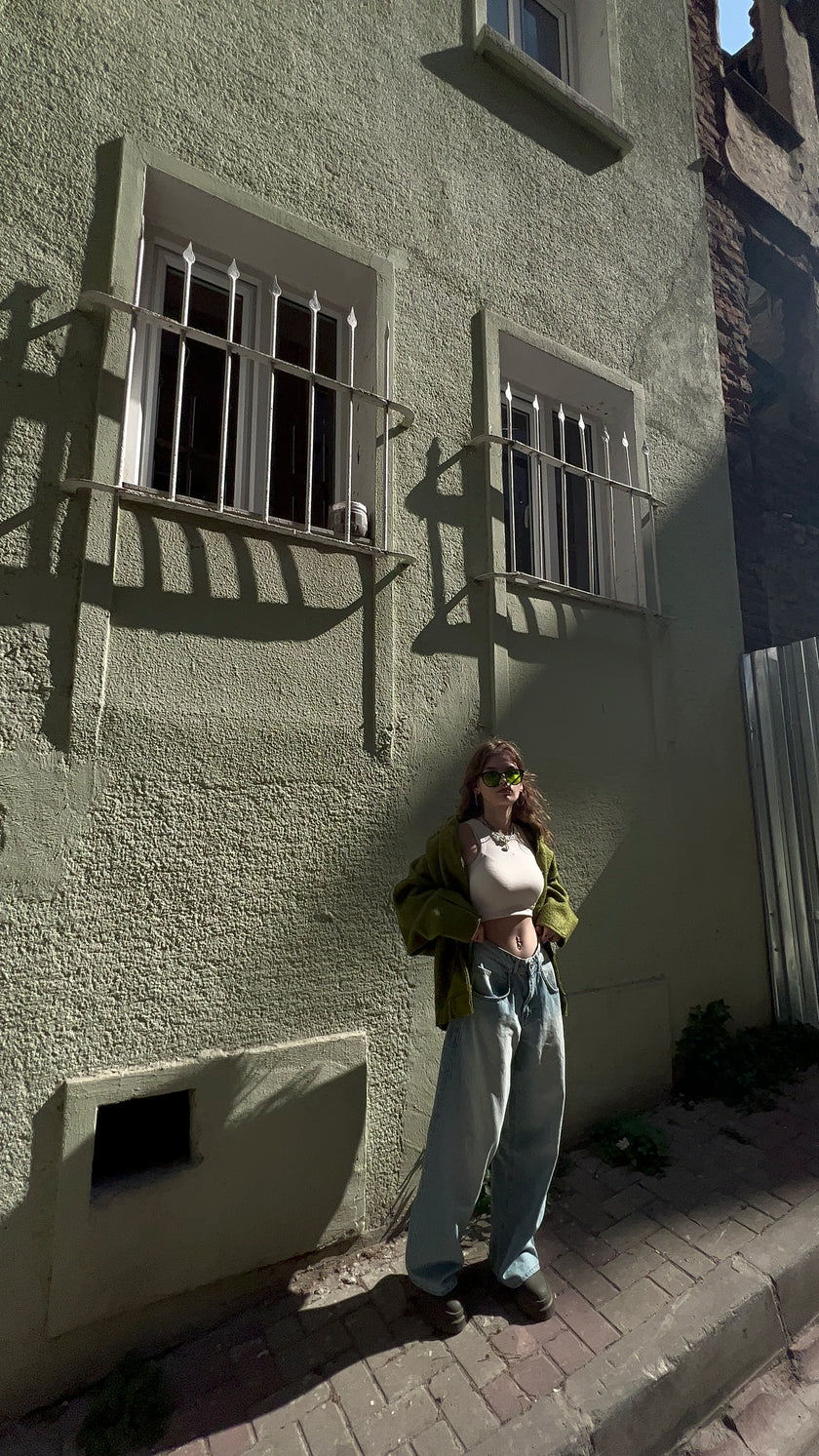 Denim washed baggy Jean