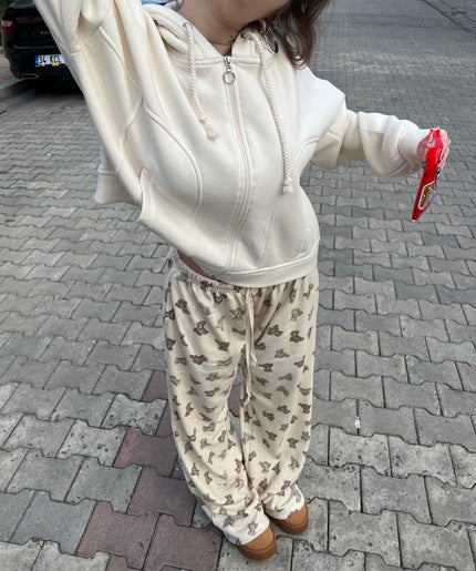 Krem Şardonlu Hoodie