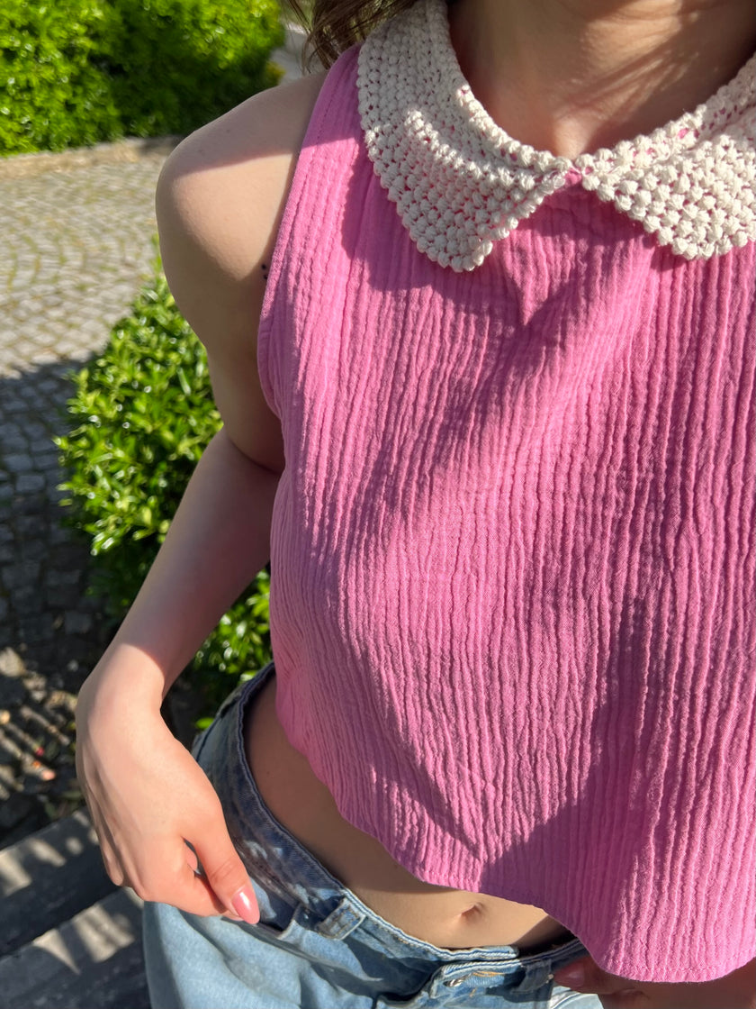 Bebe yaka pink top(♻️)