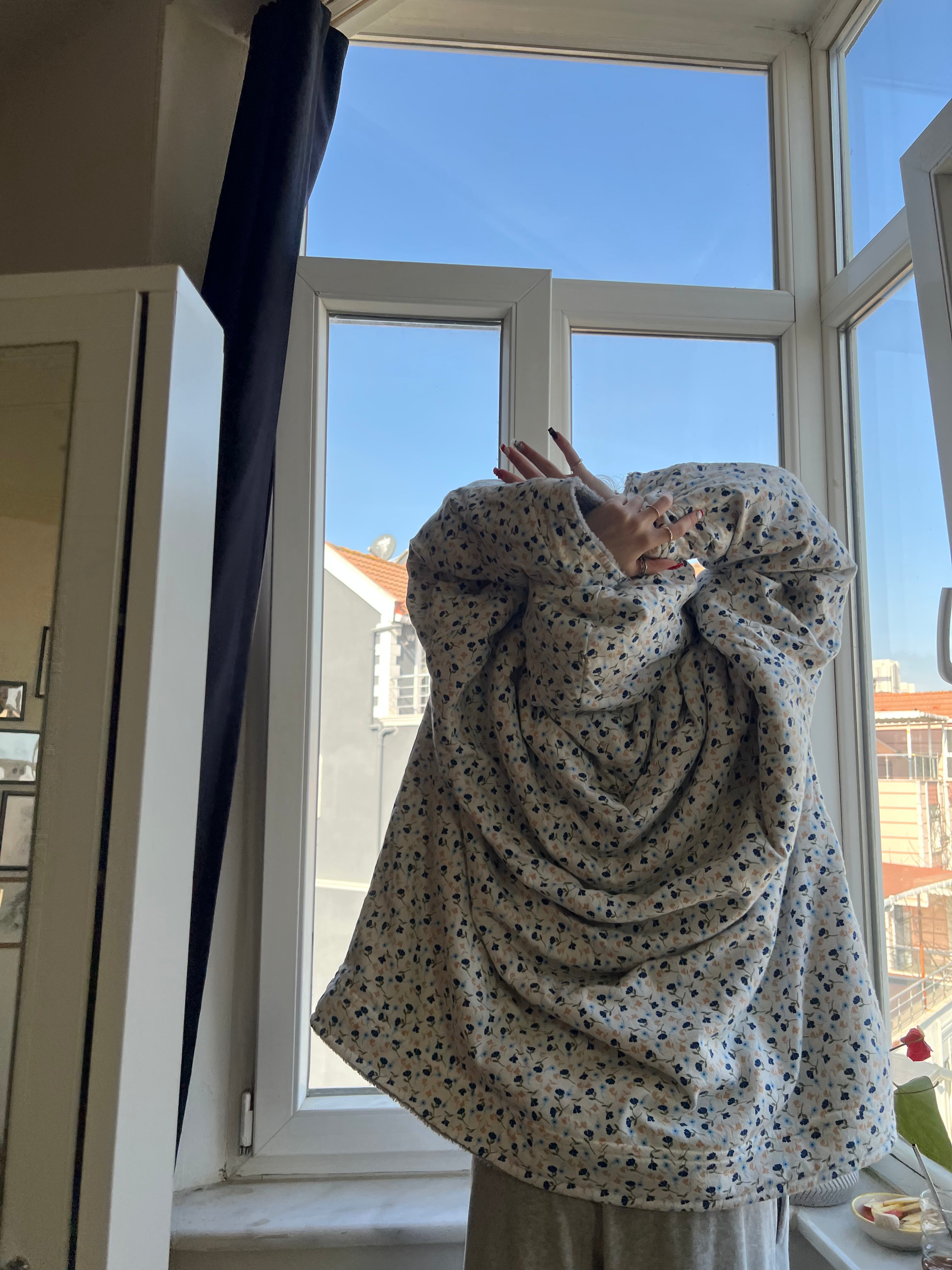 Çift taraflı MışılPuff (mavi gri )