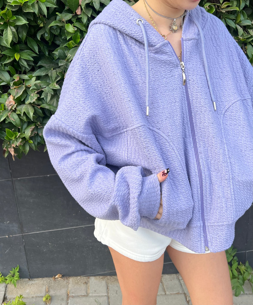 Lila Örme Hoodie