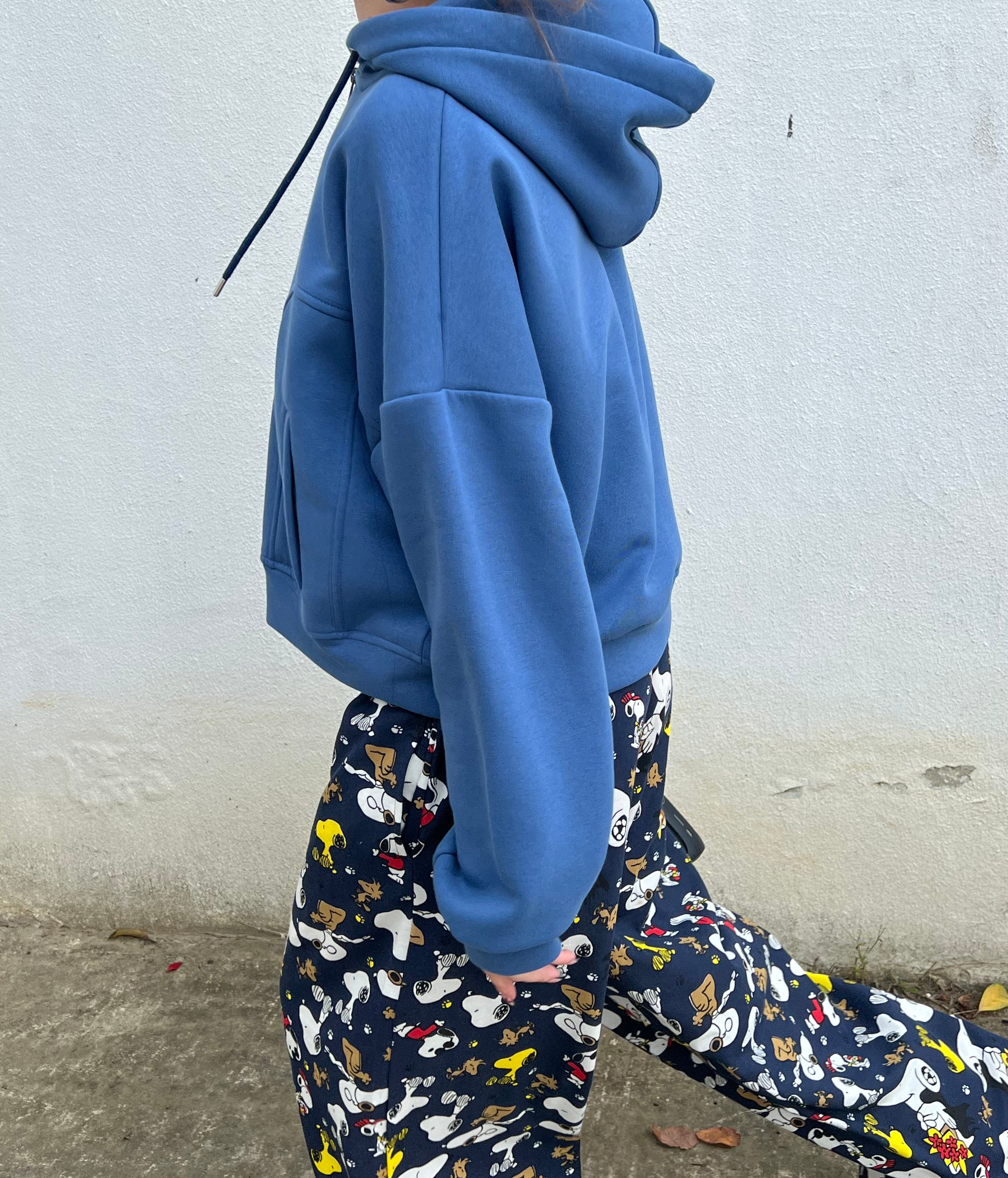 Sisli Mavi Hoodie