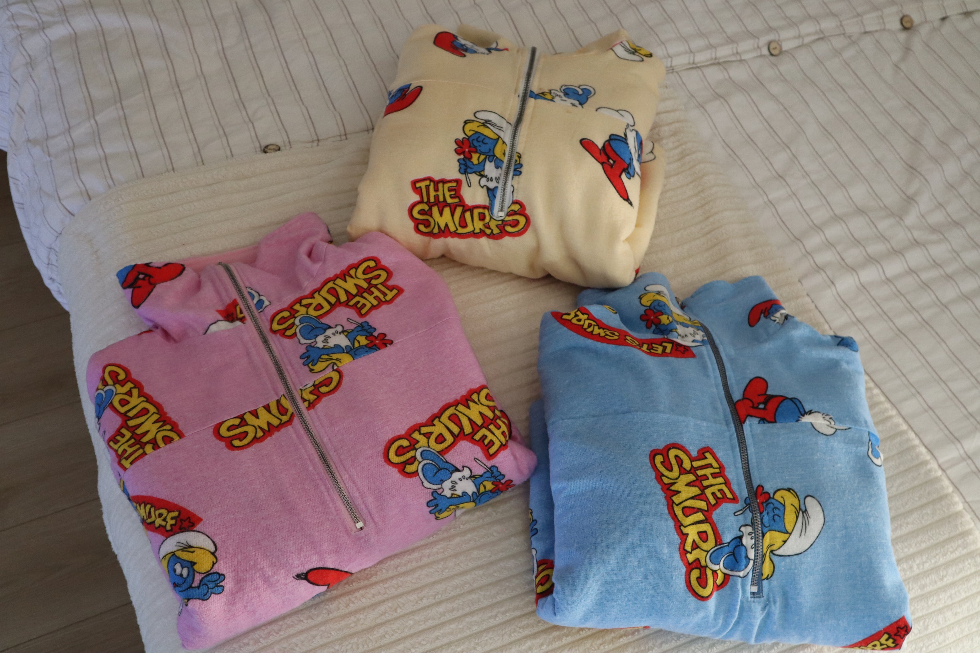 Çift Taraflı Şirinler Hoodie(mavi)