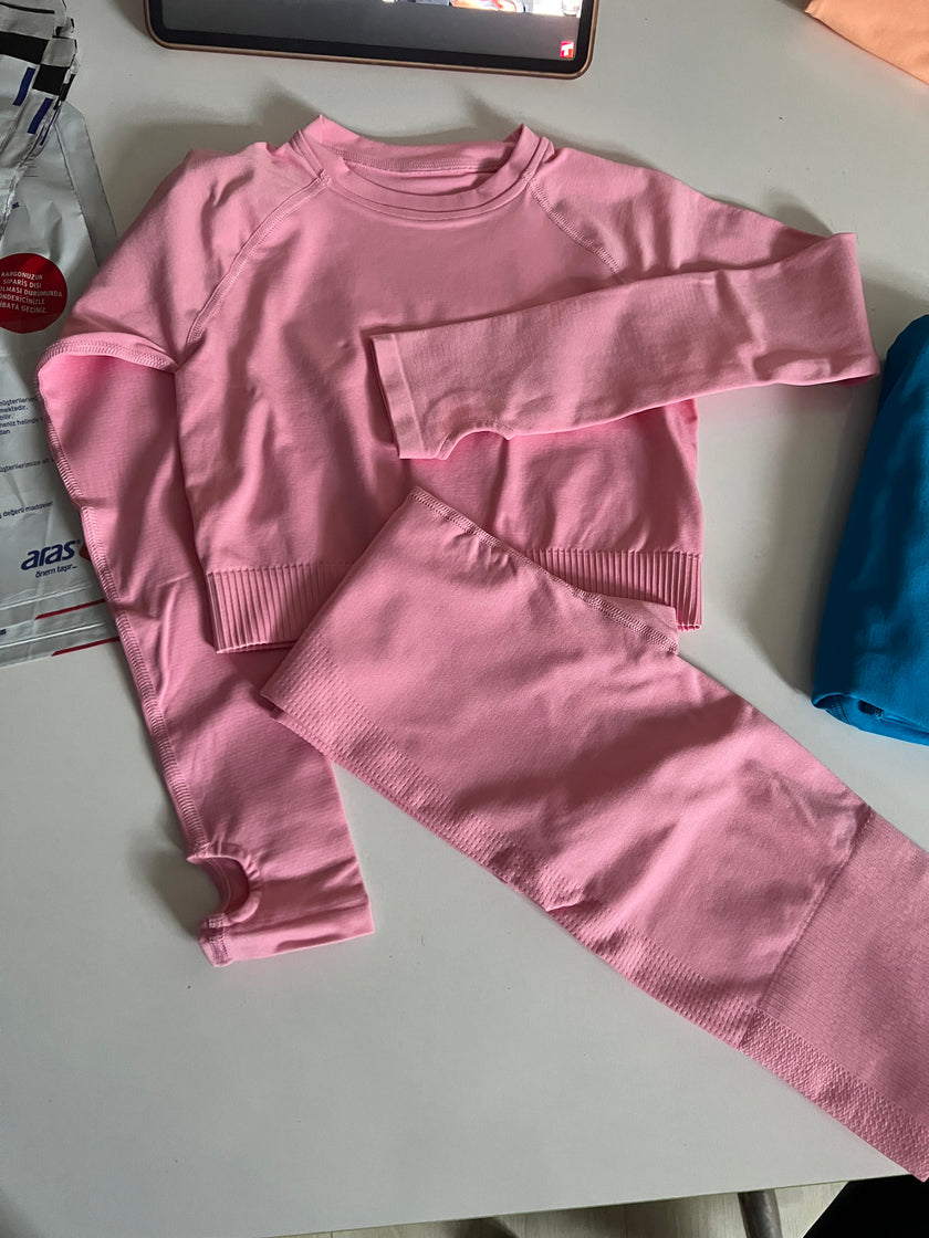 Uzun Kollu Tayt Takım (pembe)