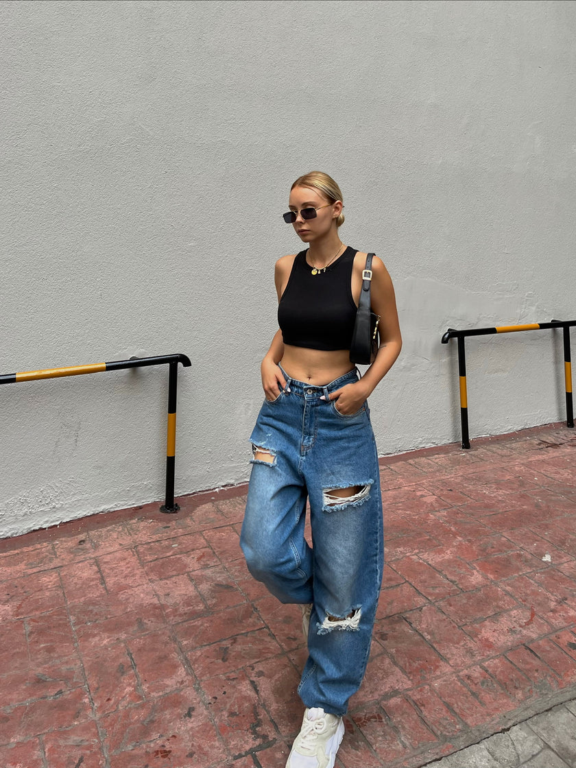 Lucifer lazerli baggy pantolon (milli kalıp)