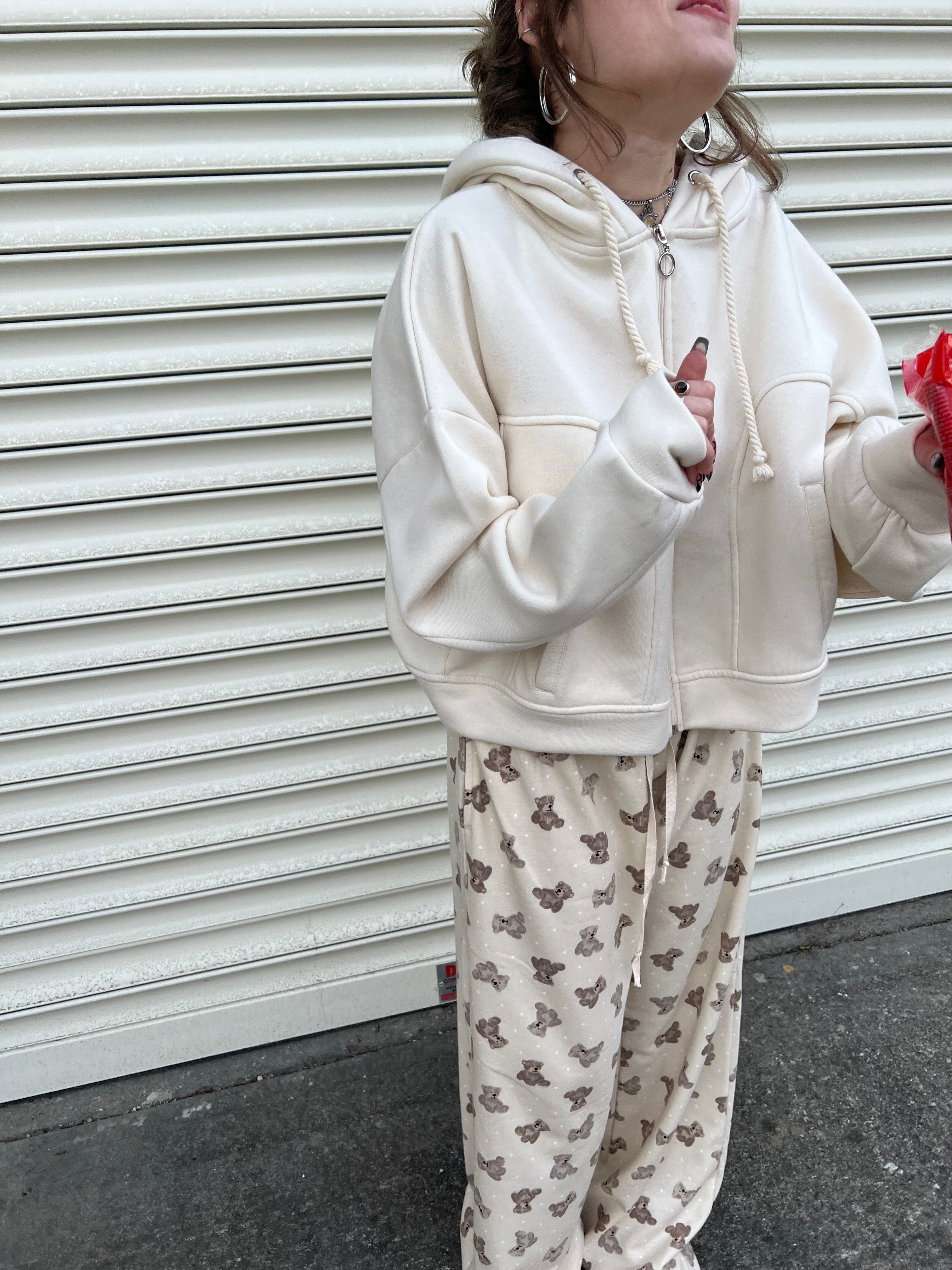 Krem Şardonlu Hoodie