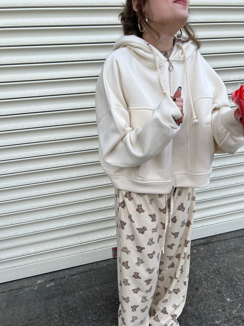 Krem Şardonlu Hoodie