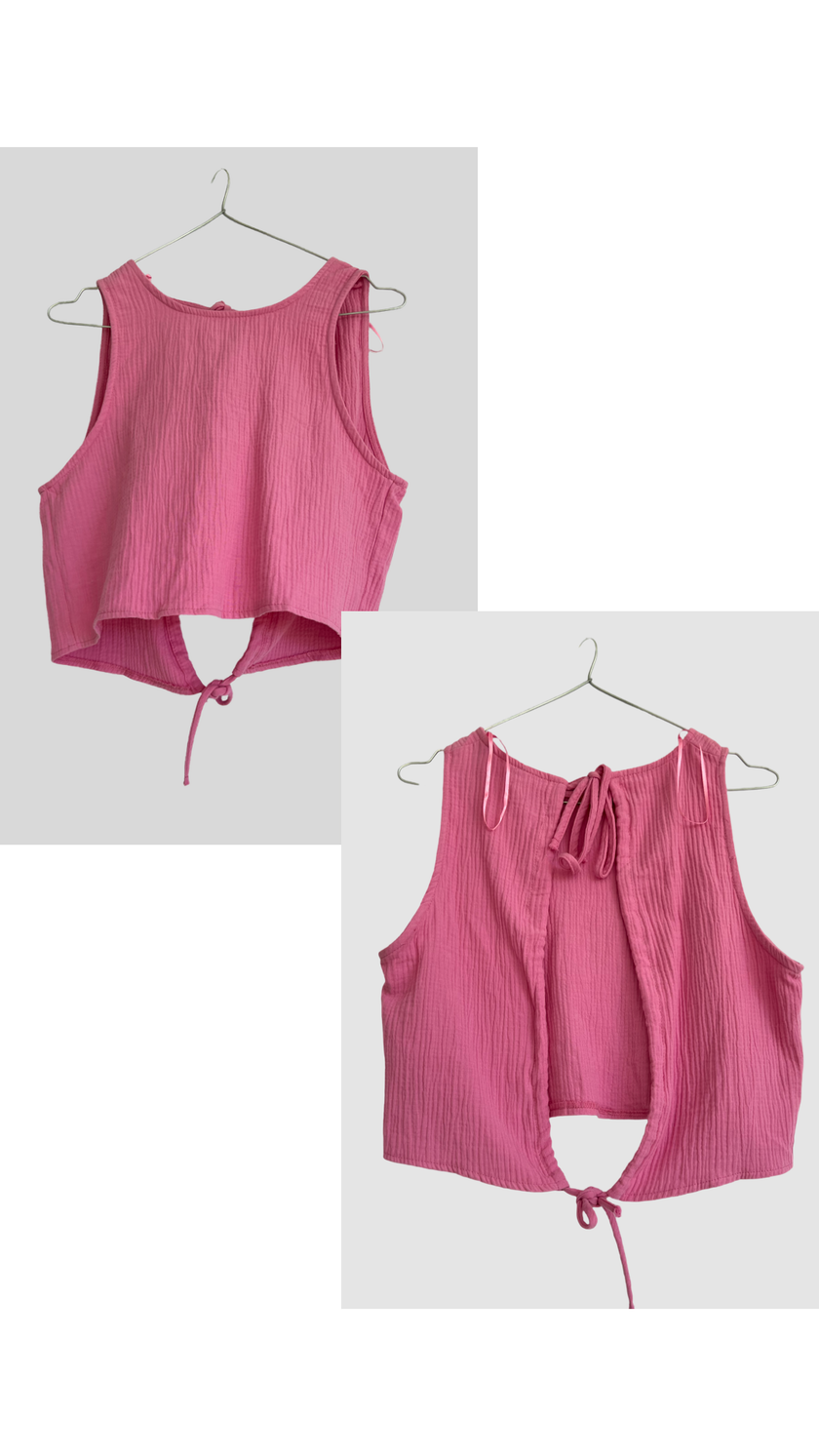 Pencereli Pink Crop