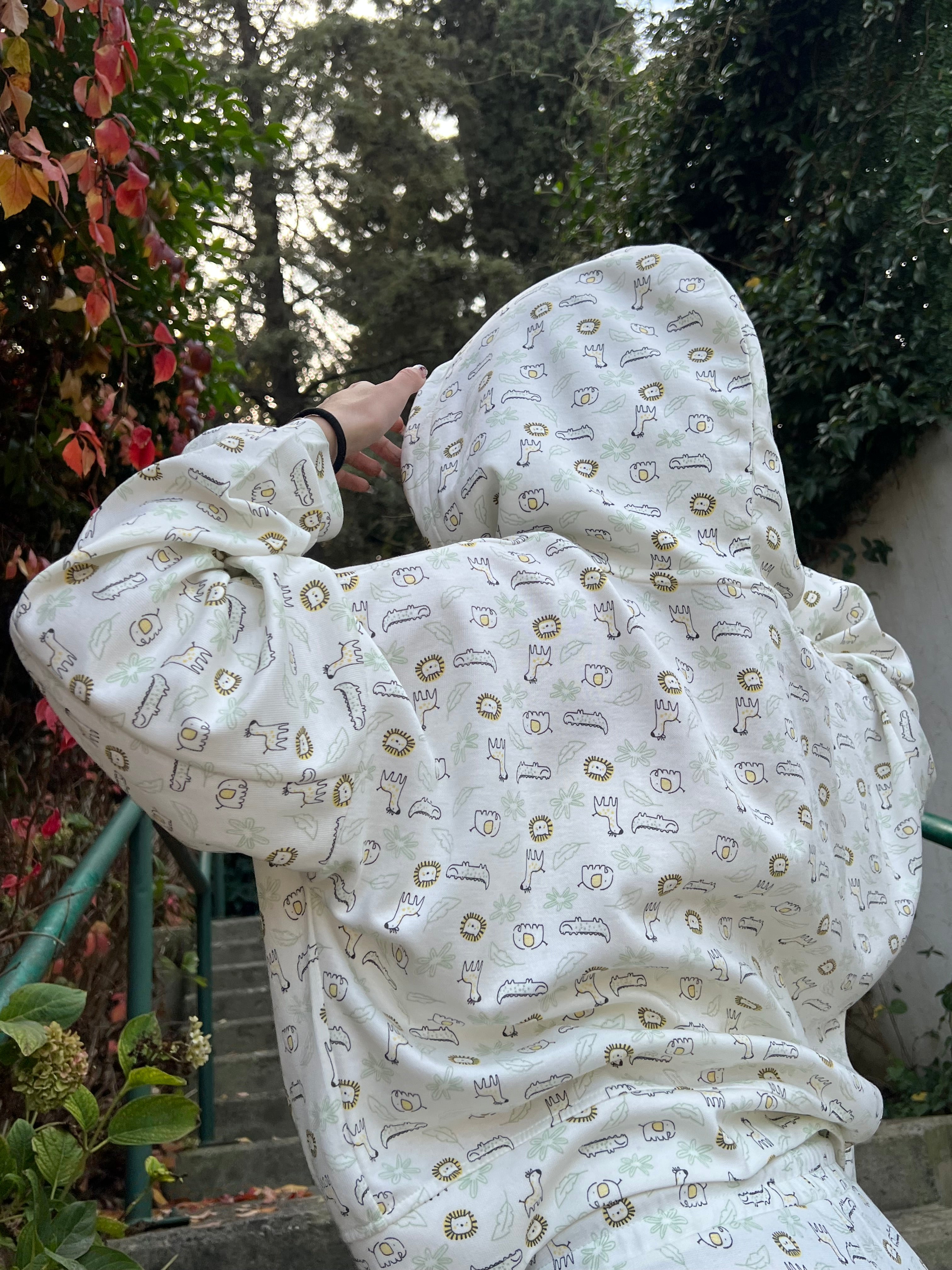 Mint desenli Hoodie