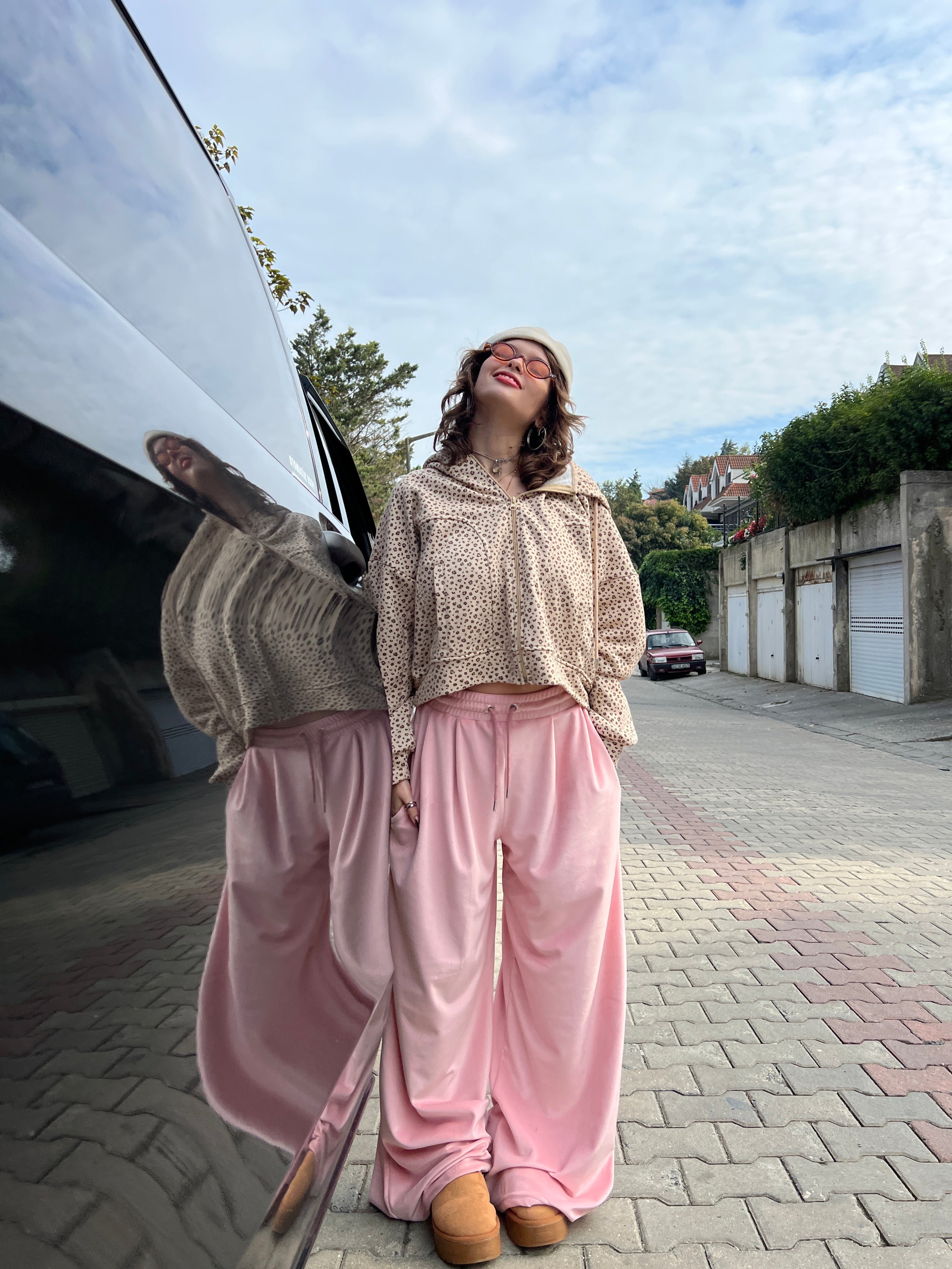 Kadife Pileli Eşoftolon (pembe)