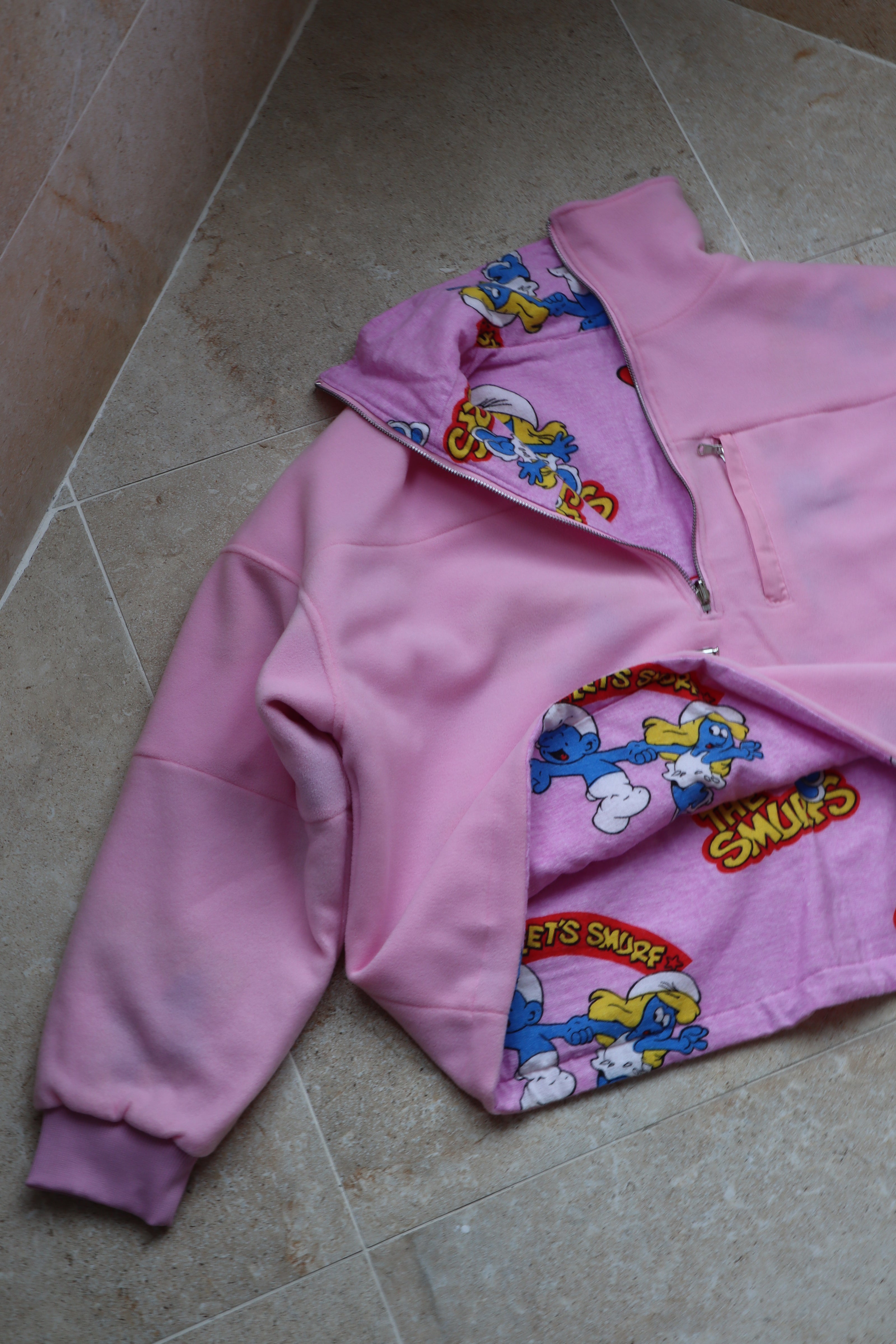 Çift Taraflı Şirinler Hoodie(pembe)