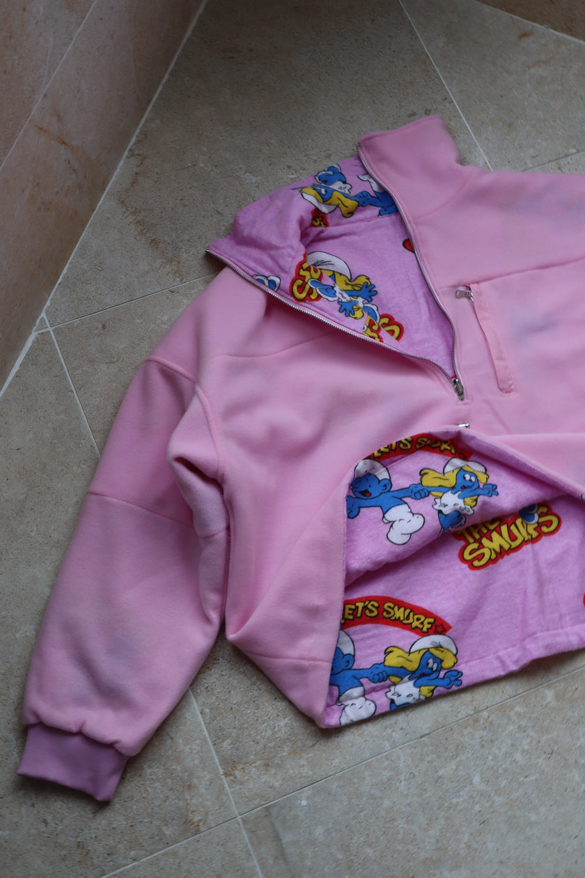 Çift Taraflı Şirinler Hoodie(pembe)