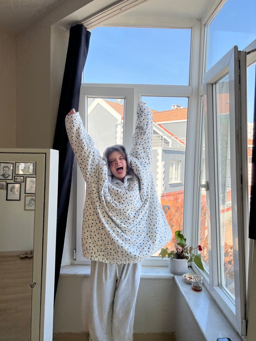 Çift taraflı MışılPuff (mavi gri )