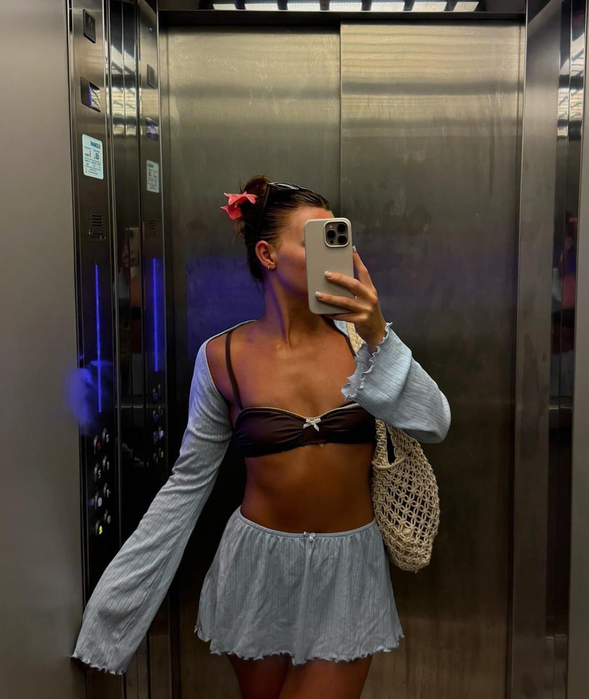 Baby blue uzun kollu Bolero