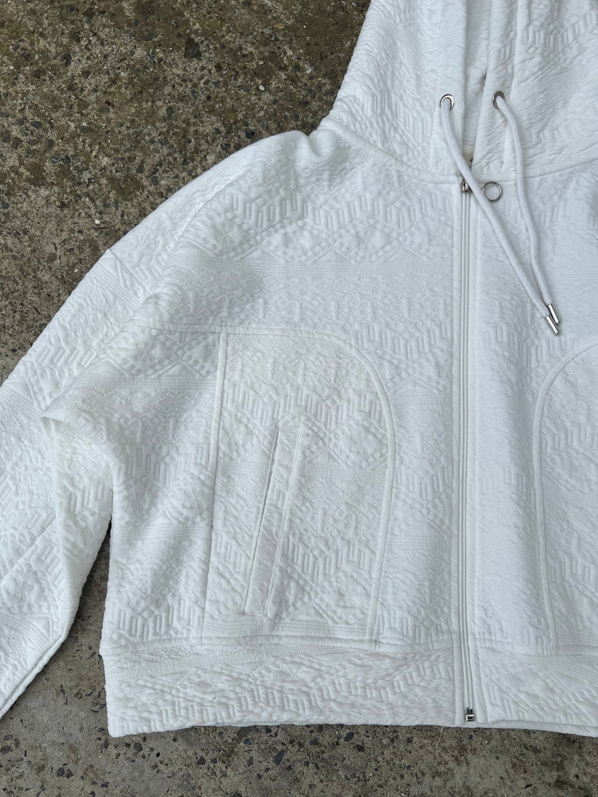 Beyaz Baskılı Hoodie