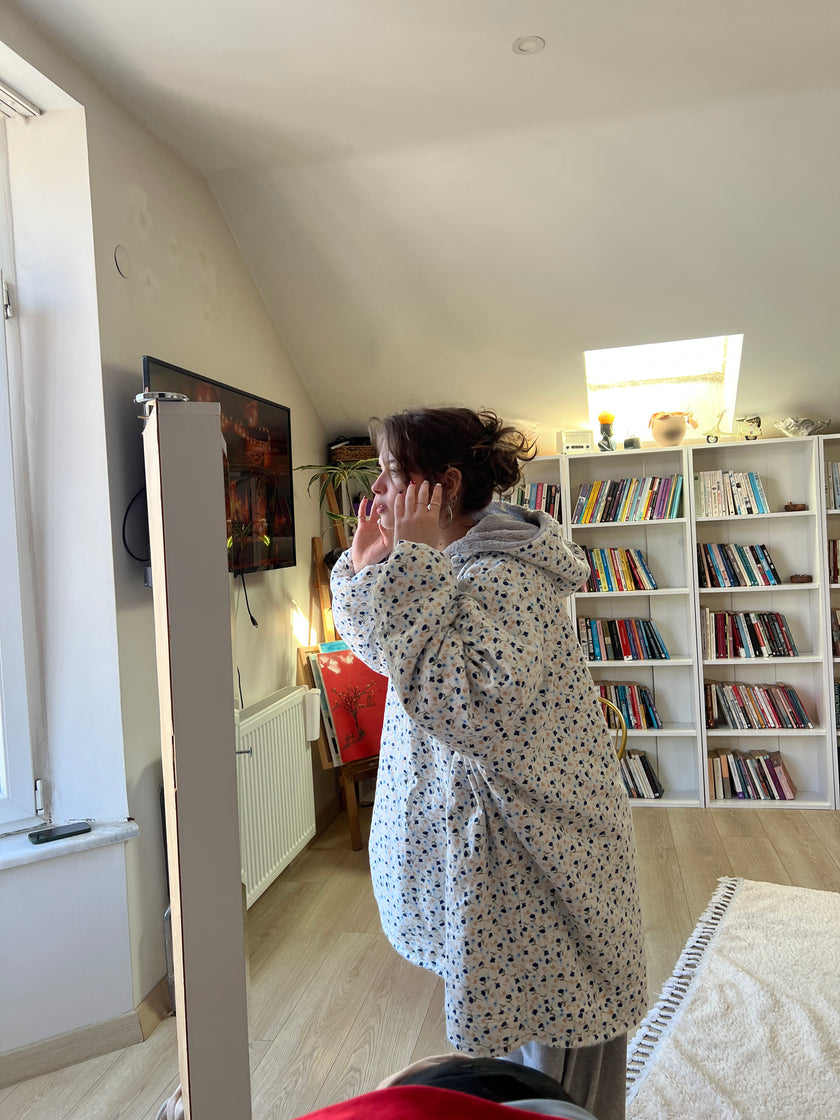 Çift taraflı MışılPuff (mavi gri )