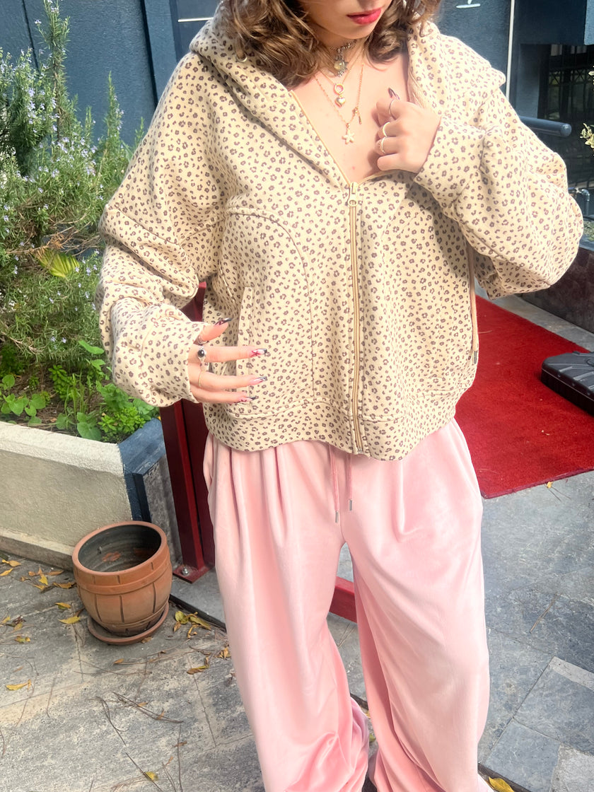 Leopar Kalın Hoodie