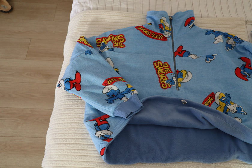 Çift Taraflı Şirinler Hoodie(mavi)