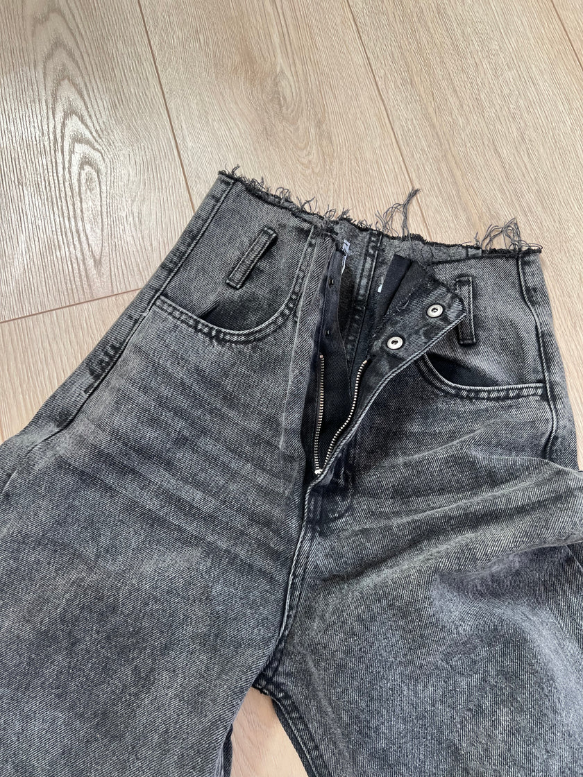 Ultra yüksel bel antrasit jean