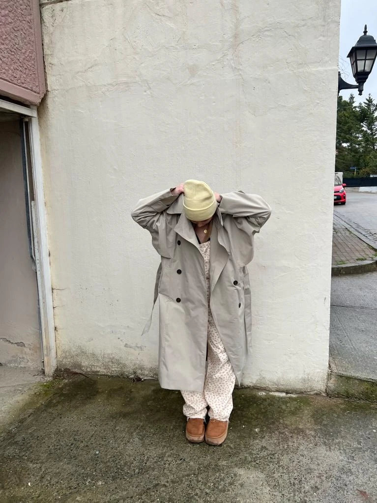 İç Kalın Astar Trençkot ( Bej )