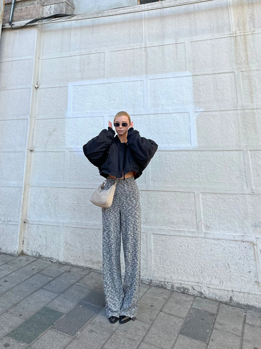 İspanyol Paça Kumaş Pantolon Antrasit