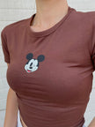 Mickey Mouse Crop (Kahverengi)