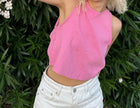 Pencereli Pink Crop