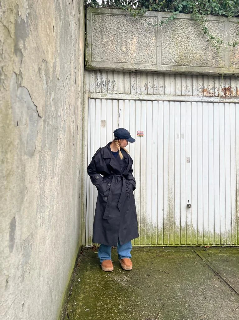 İç Kalın Astar Trençkot ( Siyah )