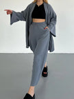 Keten Kimono Pantolon Takım (koyu Gri)