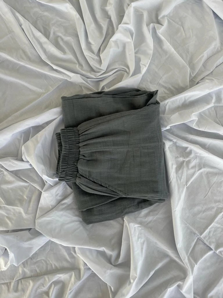 Keten Kimono Pantolon Takım (koyu Gri)