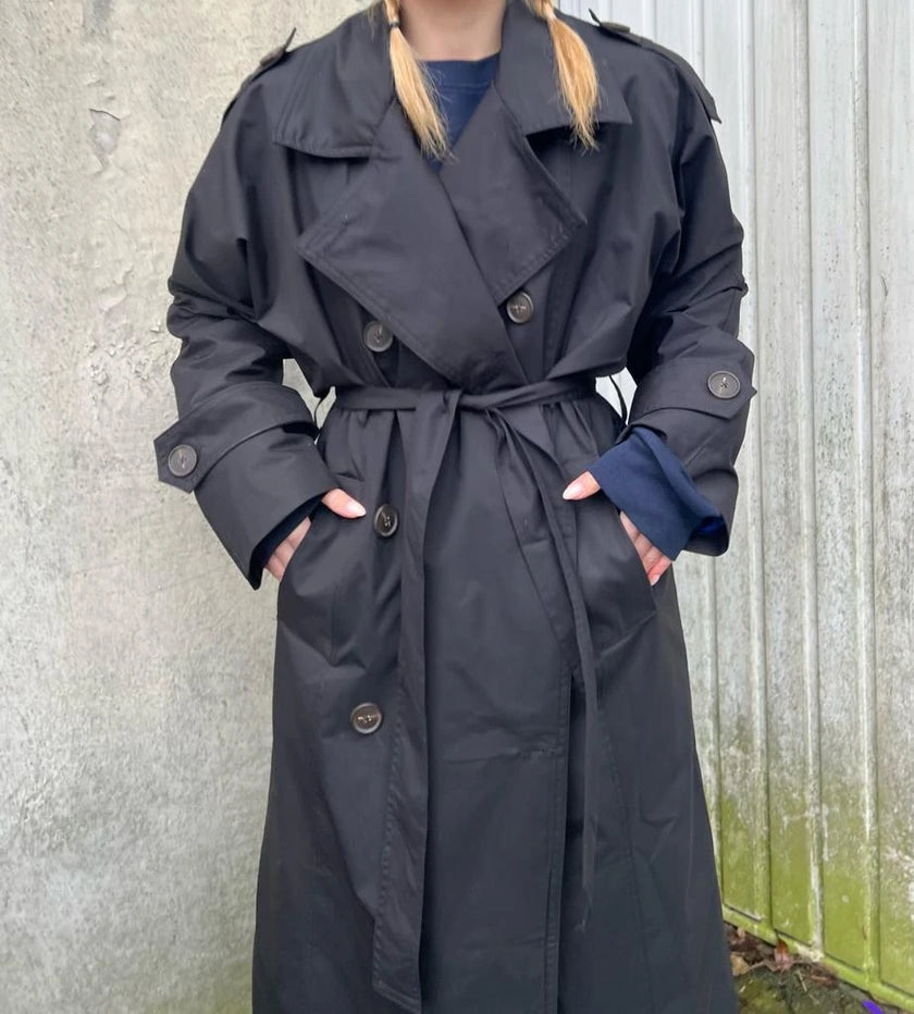 İç Kalın Astar Trençkot ( Siyah )