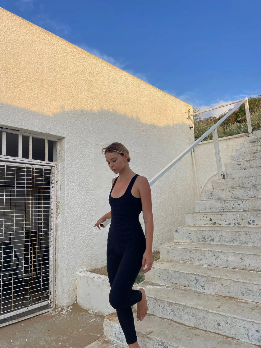 Büzgülü Tayt Tulum (Siyah)