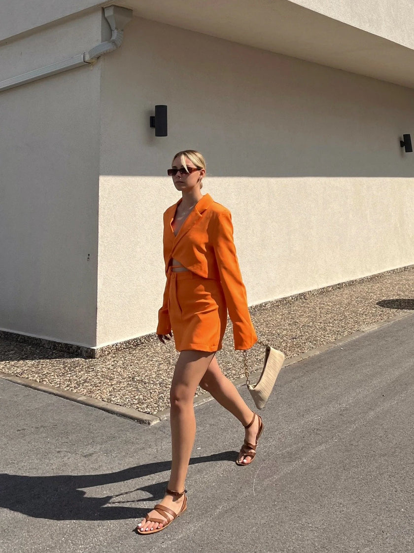 Blazer Ceket Şort-Etek Takım