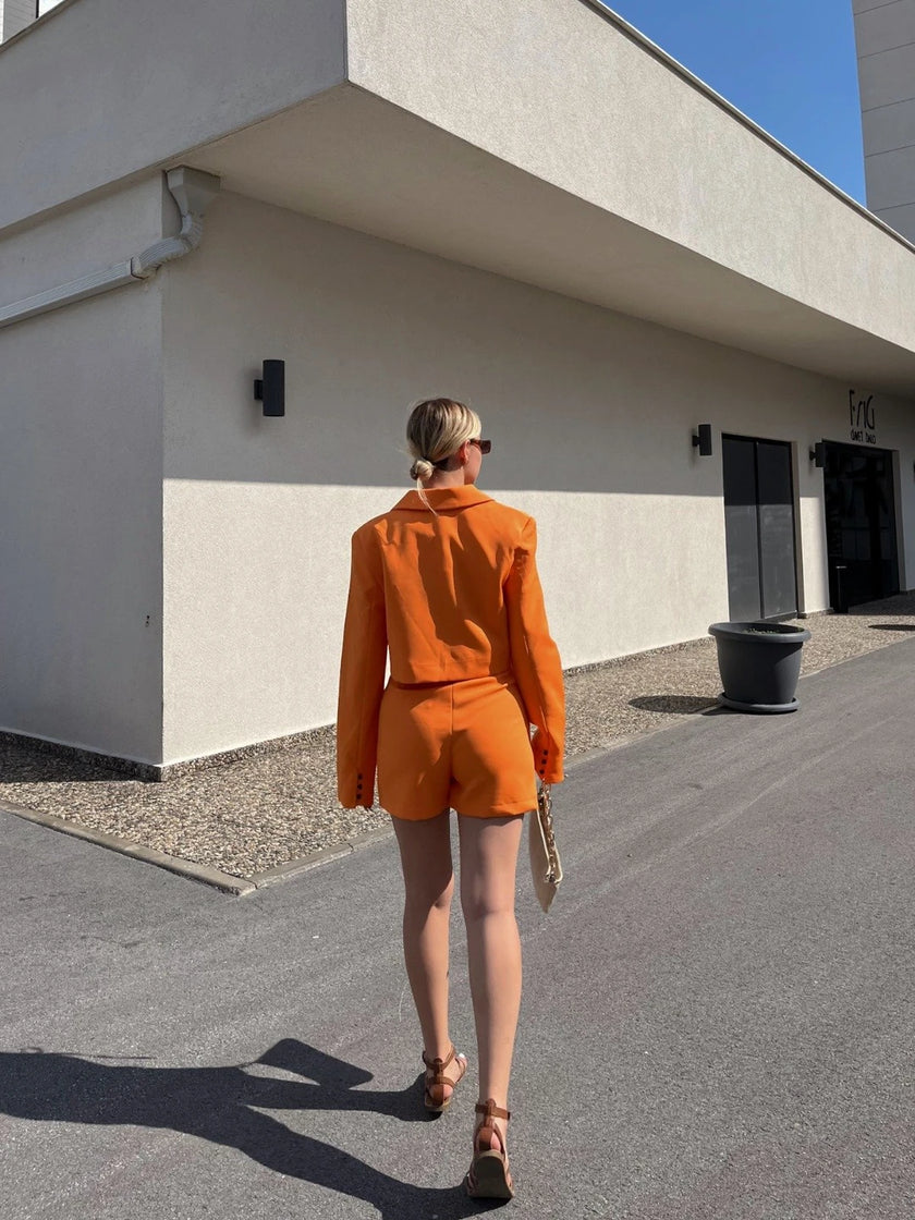 Blazer Ceket Şort-Etek Takım