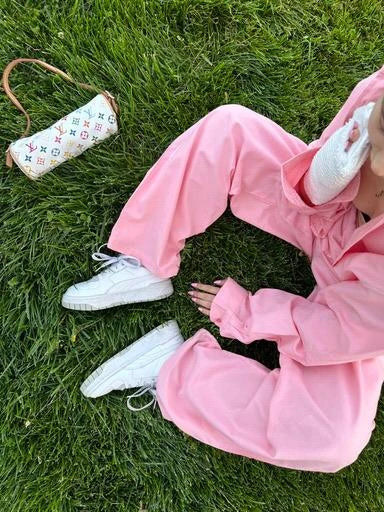 Pembe Keten Gömlek Takım