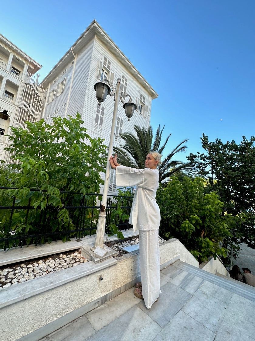 Geniş Paça Kimono Takım (beyaz)