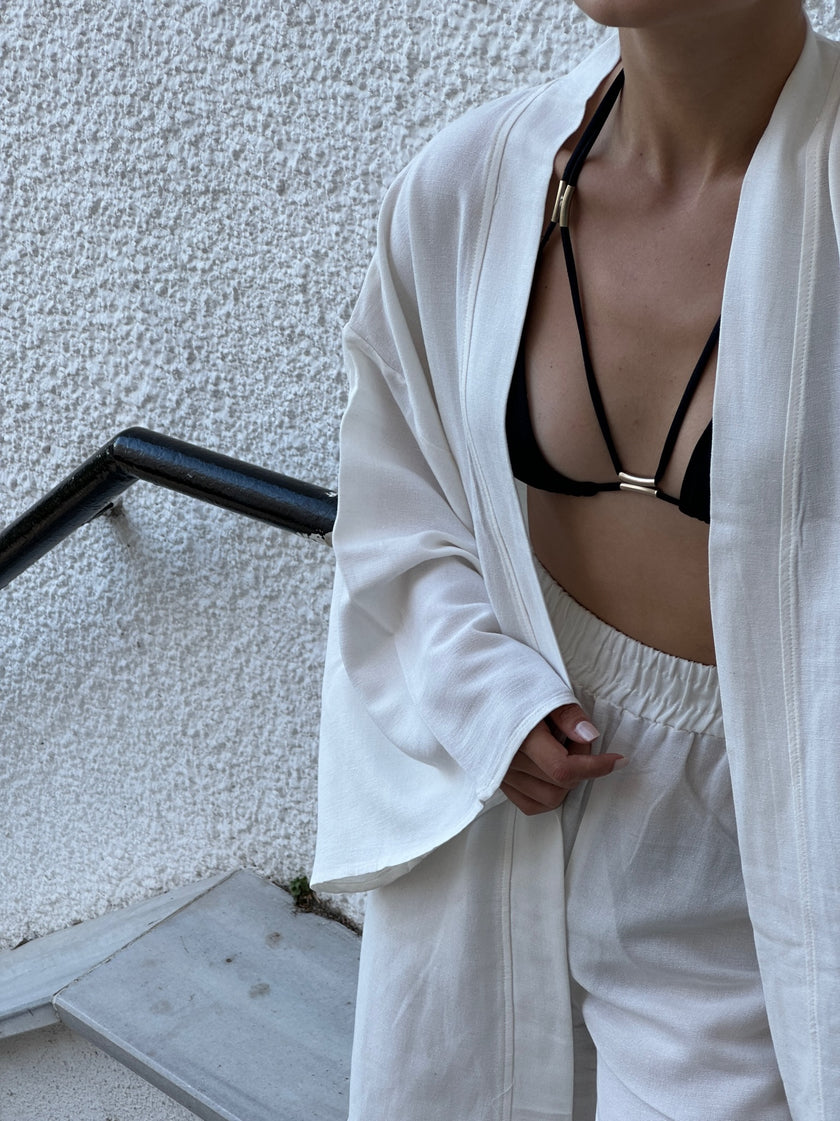 Geniş Paça Kimono Takım (beyaz)