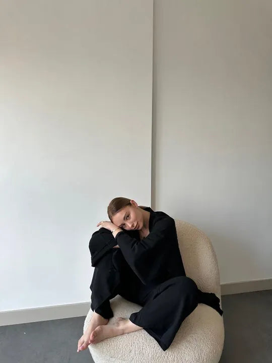 Geniş Paça Kimono Takım (siyah)