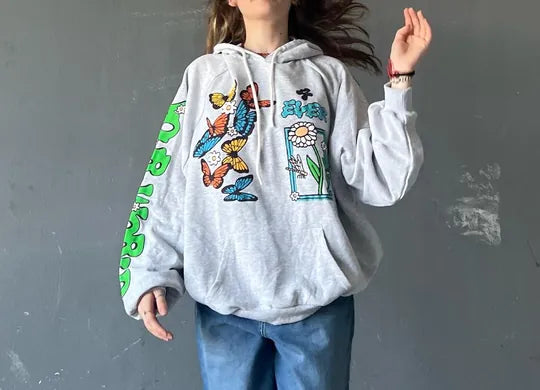 Baskılı Gri Sweatshirt